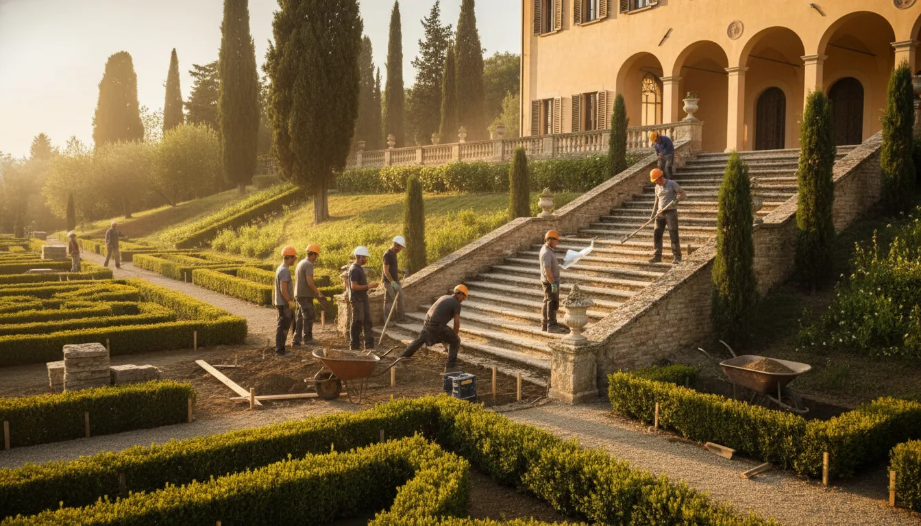 Cantiere di realizzazione con squadra durante le lavorazioni